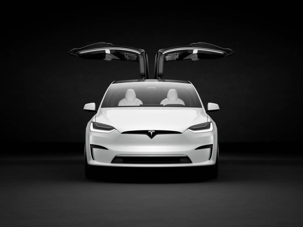 Tesla Model X Front View with Falcon Doors Open